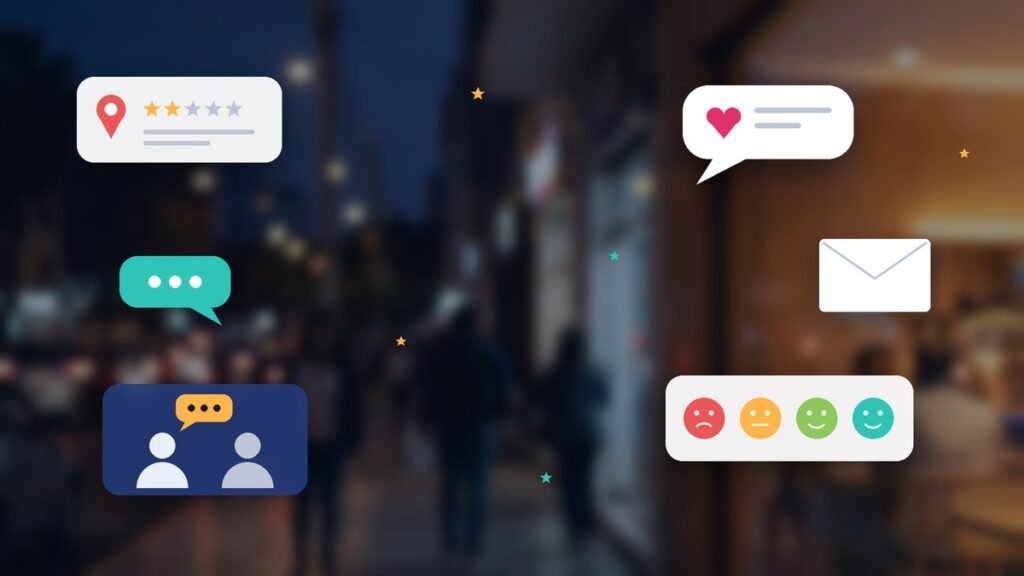 Canales donde los clientes evalúan a una empresa: reseñas en Google, redes sociales, mensajería y encuestas de satisfacción